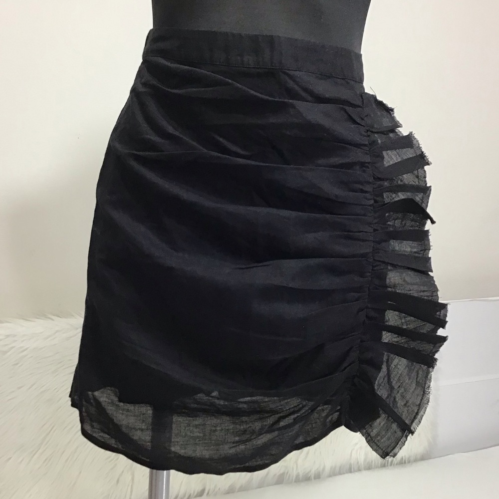 ALL SAINTS Black Ruffle Mini Skirt Size Medium Sample